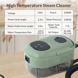 Goyappin Handheld Steam Cleaner, Steam Shot Cleaner, 2500W High Heat Steamer for Bed Bugs, High Temperature Steamer for Car Detailing, Grout Steam Cleaner for Couch, Windows, Kitchen, Bathroom, Home