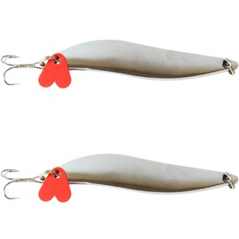 PRO FILSTAR Asymmetrical Trout Spoon Silver Set of 2 8.5 cm - Treble Hook Trout Bait - Blinker Trout & Predator Fishing Lure Set - Catfish & Pike Fishing Bait - Artificial Bait - Wobbler (15, g)