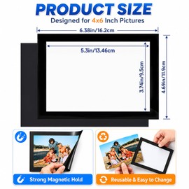 4×6" 6Pack Black Magnetic Photo Frames for Fridge with Strong Hold