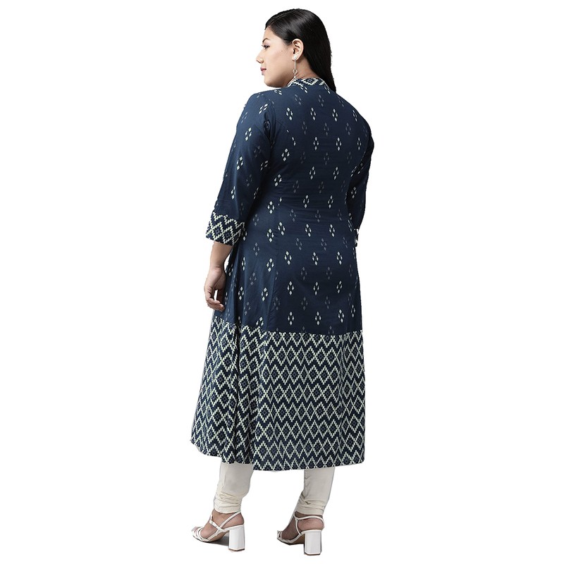 Yash Gallery Kurta de algodón indio con estampado de Ikat