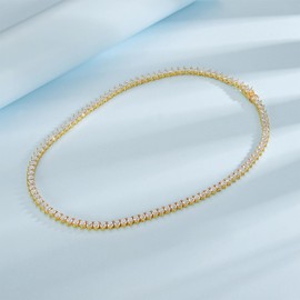 LGYIC Tennis Necklaces for Women|4MM Simulate Diamond Tennis Chain|3-Prong-Setting CZ|18k Yellow Gold Plated|Size 18 Inches