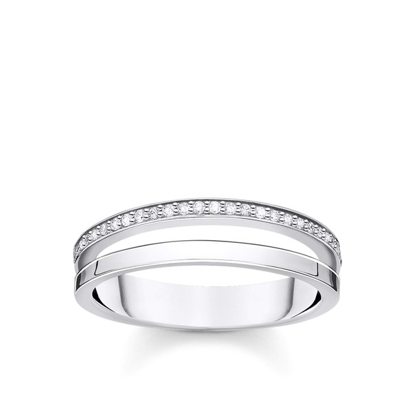 Thomas Sabo White 925 Sterling Silver Double Stone Ring TR2316-051-14,
