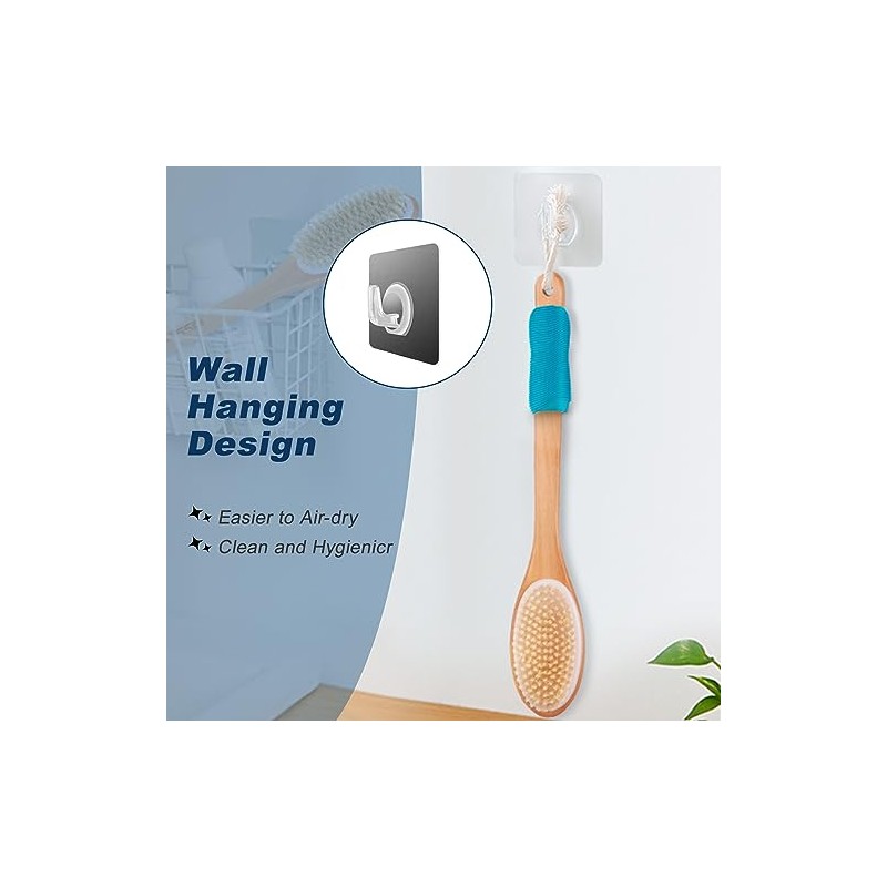 Depurador/cepillo ergonómico de mango largo para ducha, exfoliante corporal de