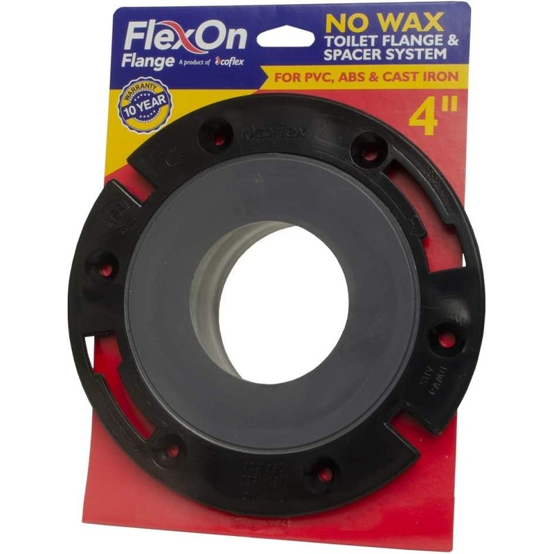 FlexOn 4-Inch Toilet Flange Repair Kit, No-Wax Commode Flange with