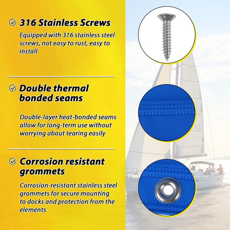 VEITHI Dock Bumper Blue,Dock Bumper Guard with Screws,Boat Dock Bumper