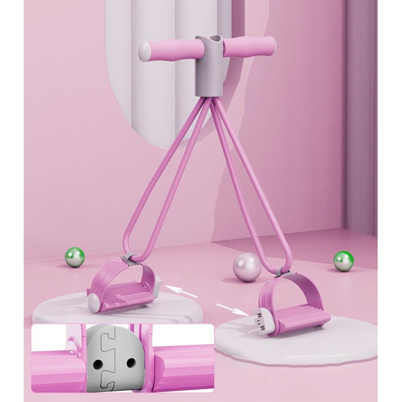 LAOGUATON Pink Resistance Band Exercise System, 4-Tube Leg & Core