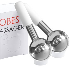 Lazzybeauty Unbreakable Steel Ice Globes for Facials | Cooling Roller for Face, Neck & Eyes | Cryo Sticks for Skin Care | Targets Dark Circles, Puffiness, Wrinkles, and Collagen Production