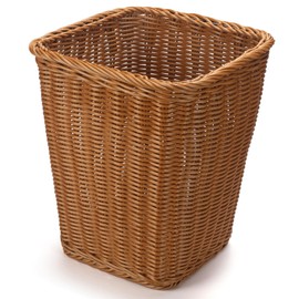 CESTATIVO Wicker Waste Basket, Hand Woven Trash Can, Imitation Rattan Garbage Basket for Bedroom, Bathroom, Kitchen, Living Room (Square)