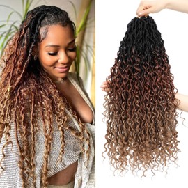 Goddess Locs Crochet Hair For Black Women 18 Inch 8 Packs Faux Locs Crochet Hair Boho Locs Crochet Hair Pre Looped Crochet Locs River Locs With Curly Ends (1B/30/27#)