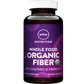 MRM Nutrition Whole Food Organic Fiber | Vegan Capsules | with Enzymes + Prebiotics | Insoluble + Soluble fibers | Digestive Health + Regularity | 20 Servings