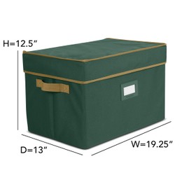 Covermates Keepsakes Adjustable Ornament Storage Box, Carrying Handles, Padded Protection - Holiday Storage, Green