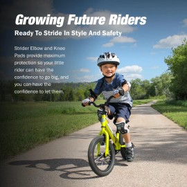 Strider Elbow & Knee Pads Black, Kids 18mo-5yr, Durable, Washable, Easy Attach