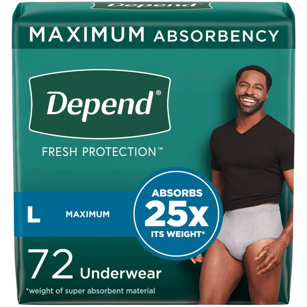 Depend Fresh Protection Adult Incontinence Underwear for Men, Disposable, Maximum,