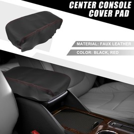 A ABSOPRO Car Center Console Pad Waterproof Armrest Seat Box Cover Protector for Dodge Charger 2008-2010 Black Red Stitches