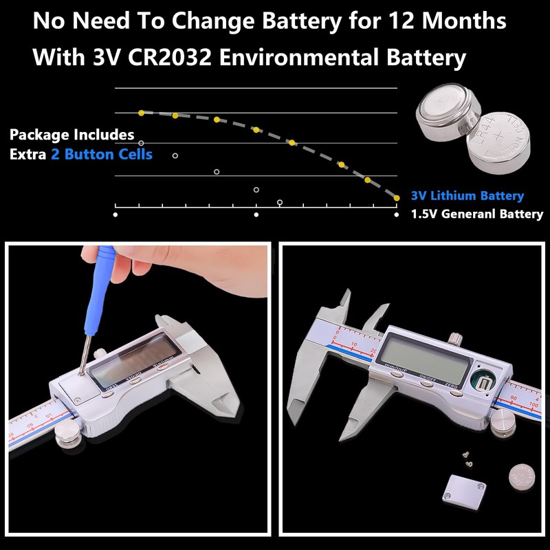 Digital Caliper, Vernier Caliper Measuring Tool with Stainless Steel, Electronic