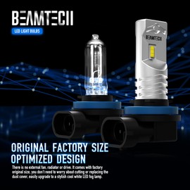 BEAMTECH H11 Led Fog Light Bulb, CSP Chips 6500K 800 Lumens Xenon White Extremely Super Bright of 2