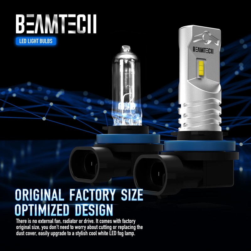 BEAMTECH H11 Led Fog Light Bulb, CSP Chips 6500K 800