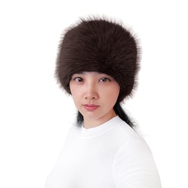 Lina & Lily Women's Winter Headband Head Ear Warmer Long Pile Faux Fur (Dark Brown)