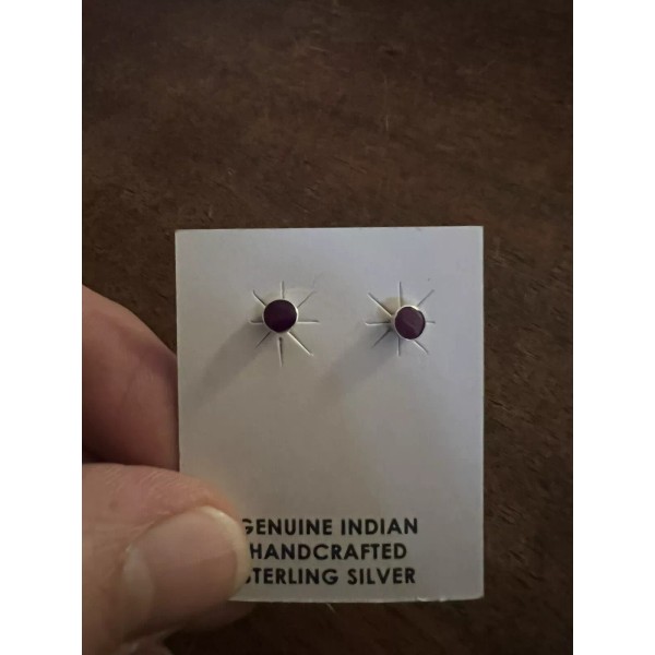 Unbranded Native American Zuni Sterling 3/16" Sugilight Stud Post Earrings