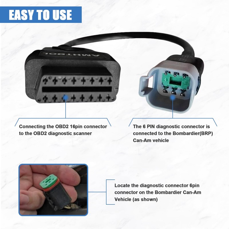 AMHTDOL OBD2 Adapter for BRP 6 Pin to 16 Pin