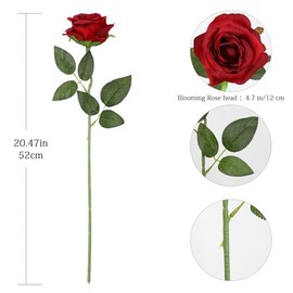 Tifuly - Flores artificiales de rosas rojas, 12 piezas rosas falsas realistas de tallo largo, flores de seda sintética para ramos de bricolaje, centros de mesa de boda, arreglos para decoración del