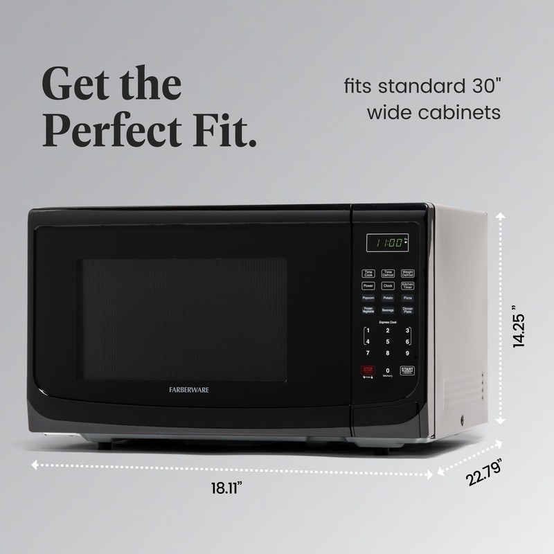 Farberware 1.1 Cu. Ft. Countertop Microwave Oven – 1000 Watts