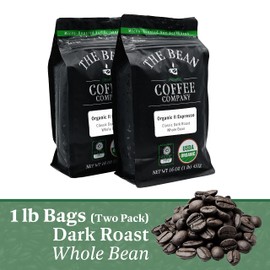 The Bean Organic Coffee Company Il Espresso, Classic Dark Roast, Whole Bean Coffee 16-Ounce Bags (Pack of 2)