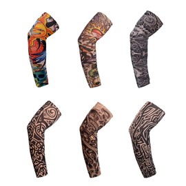 6 Sets Sleeve Nylon Arm Dress Fake Tattoo Fancy Cuff Costume Stocking Stretch