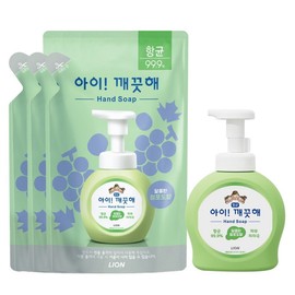iClean Antibacterial Foam Hand Soap Green Grape Fragrance Container 490ml + Refill 200ml 3p Set, 1 Piece / 아이깨끗해 항균 폼 핸드솝 청포도향 용기 490ml + 리필 200ml 3p 세트, 1개
