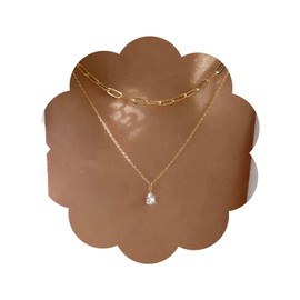 Aneneiceera Vintage Layered Crystal Choker Necklace Teardrop Crystal Pendant Necklace Gold Cz Rhinestone Teardrop Necklace Chunky Paperclip Chain Necklace Jewelry for Women and Girls
