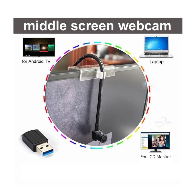 PUSOKEI Center Cam Webcam for Middle Screen, 2MP Plug &
