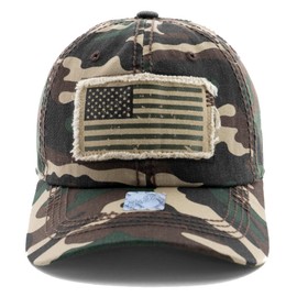 American Flag Embroidered Patch Vintage Dad Hats Outdoor Adjustable Curved Bill Baseball Cap (USA Flag-Camo)