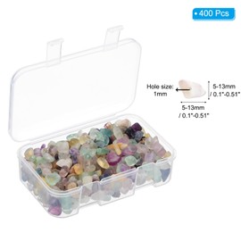 PATIKIL Chip Stone Natural Rock Beads Loose Gemstone Beads Drilled Strand for Jewelry Craft Making, 400pcs, Clear/Purple