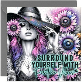 Pick Me up Cards For Women Ladies Friend - Positive Vibes - thinking of you card