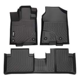 IKON MOTORSPORTS 3D TPE Floor Mats, Compatible with 2013-2015 Acura RDX & 2016-2018 RDX W/ 4-Way Power Seats, All Weather Waterproof Anti-Slip Floor Liners, Front & 2nd Row Set Car Accessories, Black