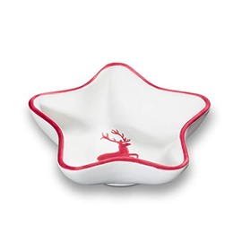 GMUNDNER KERAMIK Stella Star Bowl Size L 14 cm x W 14 cm x H 3.9 cm Bordeaux Red Deer Handmade in Austria