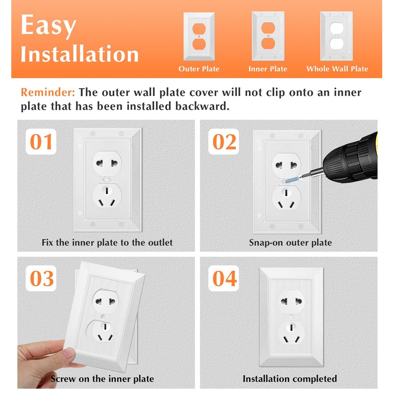 3 Pack White Outlet Cover, White Plug Covers Wall Plate,