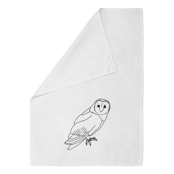 Azeeda 'Barn Owl' White Cotton Tea Towel/Dish Cloth (TW00008722)