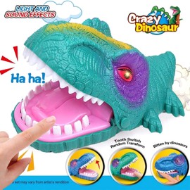 Snappy Dinosaur Dentist Classic Bite Finger Game Dino Toy Funny Family Party Tabletop Board Game with LED Light and Sound