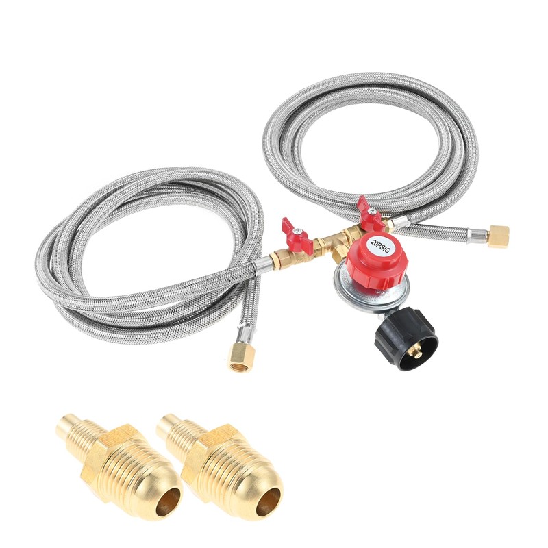 0-20 PSI Adjustable Propane Regulator with Hose, 8FT Y Splitter