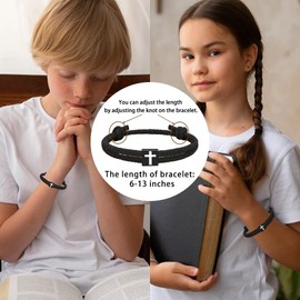 Meliatomia Baptism Gifts for Boys,Braided Rope Cross Bracelet for Kids,First Communion Gifts Boys Christian Christening Graduation Easter Basket Stuffers