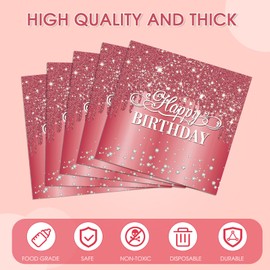 40pcs Happy Birthday Napkins Red Happy Birthday Decorations Disposable Red Diamond Napkins for Baby Shower Birthday Anniversary Engagement Wedding Party supplies