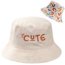 Malaxlx Toddler Bucket Sun Hat Cute Letter Beige Summer Outdoor Kids Beach Hat for 2-4 Years Old Boys Girls