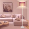 Modern White Floor Lamp with Purple Lampshade, 59" Tall, Foot