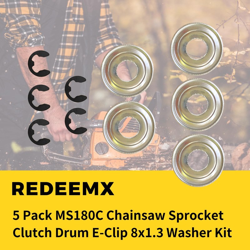 REDEEMX 5 Pack MS180C Chainsaw Sprocket Clutch Drum E-Clip 8x1.3