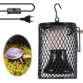 BORDEAG Reptile Heat Lamp with Protective Basket, 100 W E27 Heat Lamp Ceramic, UVA, UVB, Infrared Heating Lamp, Reptile Ceramic Heating Lamp with Protection for Turtles, Snakes, Lizards, Frogs