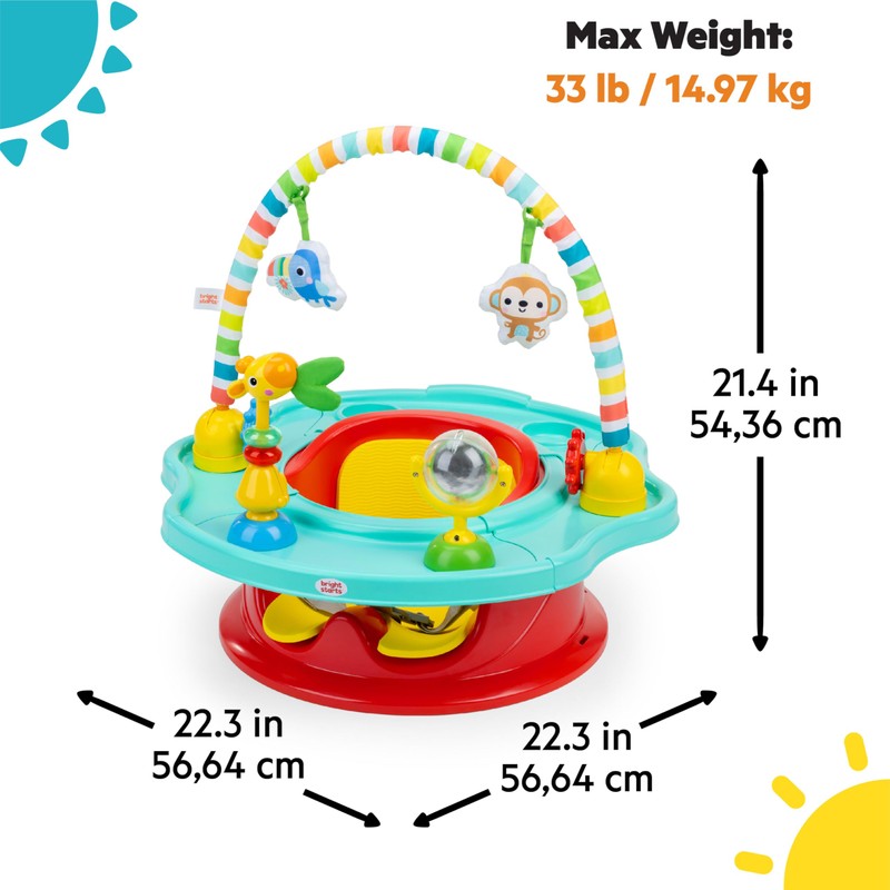 Bright Starts 3-in-1 SuperSeat Playful Paradise, Baby Activity Seat with