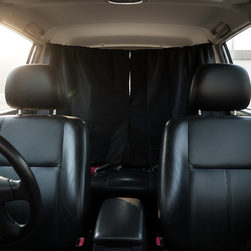 Hopzab Car Interior Divider Curtain, Black Double Row Partition Curtain,