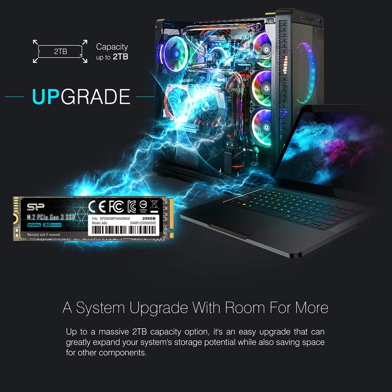 Silicon Power PCIe M.2 NVMe SSD 256GB Gen3x4 R/W up