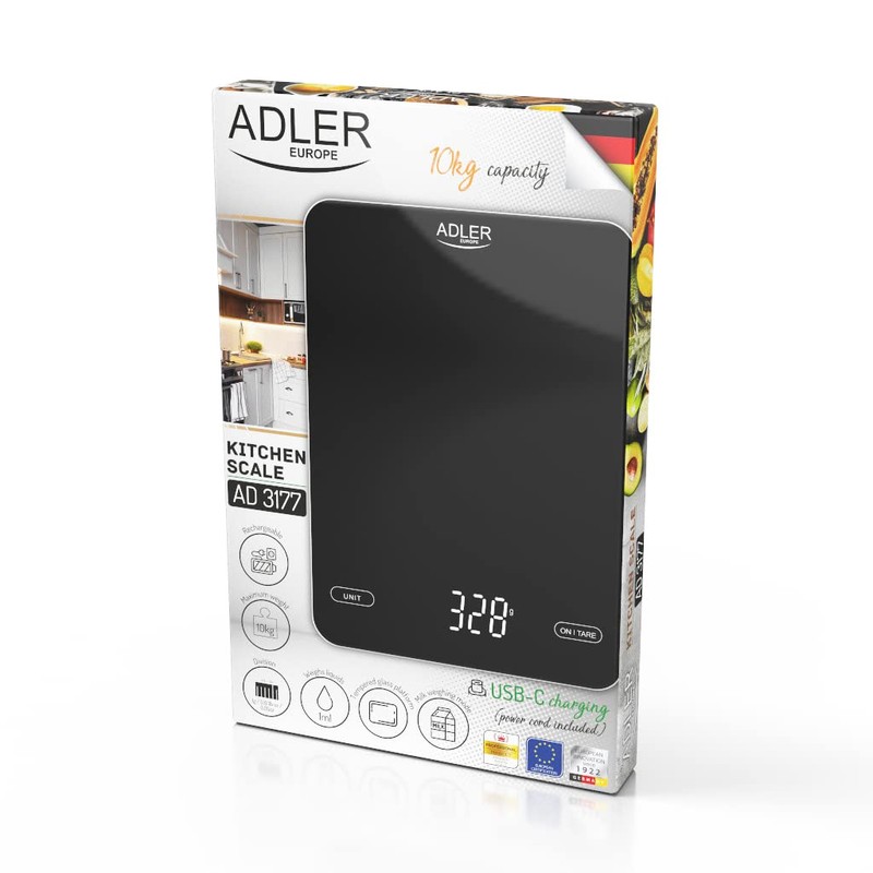 Adler AD 3177b Kitchen Scales 10 kg USB Charger